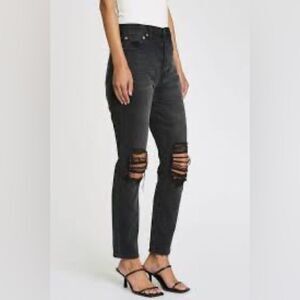 Pistola Womens Jeans Black Distressed Straight leg ripped knees 26